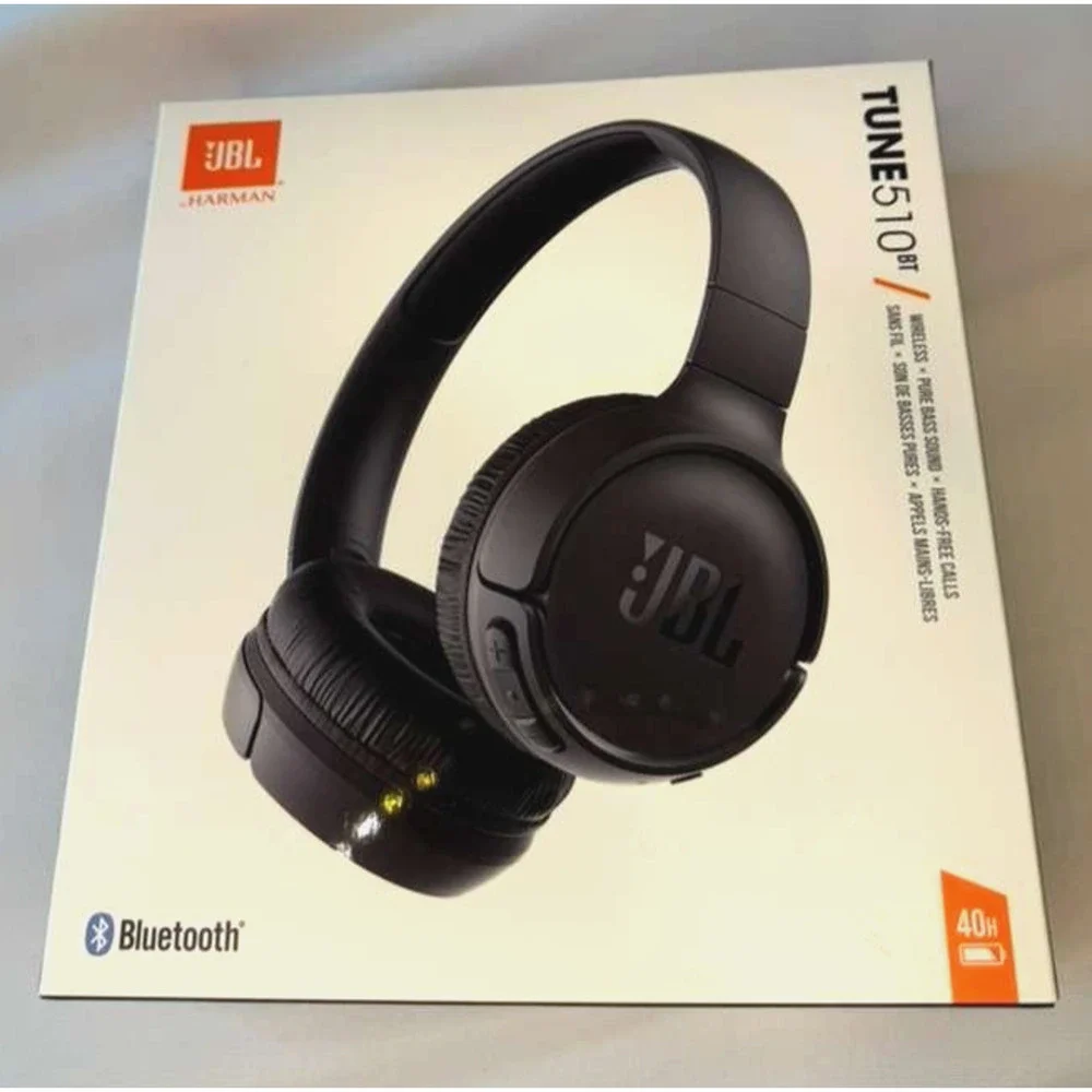 JBL Tune 510BT Wireless On-Ear Headphones - Pure Bass Sound - Black - NEW